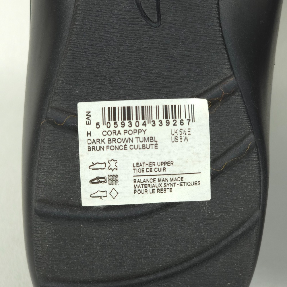 Clarks Collection Cora Poppy Leather Slip-On Shoes 8W Dark Brown Tumbled Comfort - Picture 9 of 10